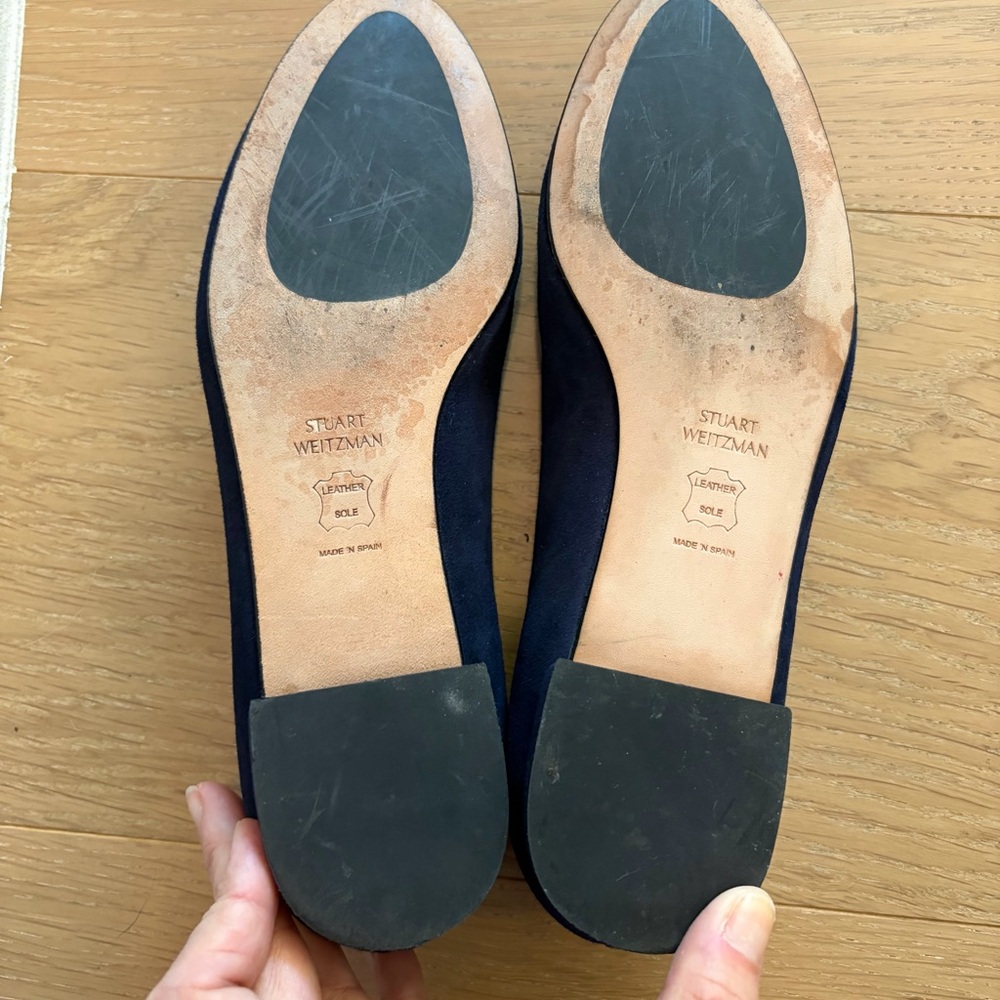 Stuart Weitzman Chic 6M Blue Suede Ballet Flats - Picture 8 of 8